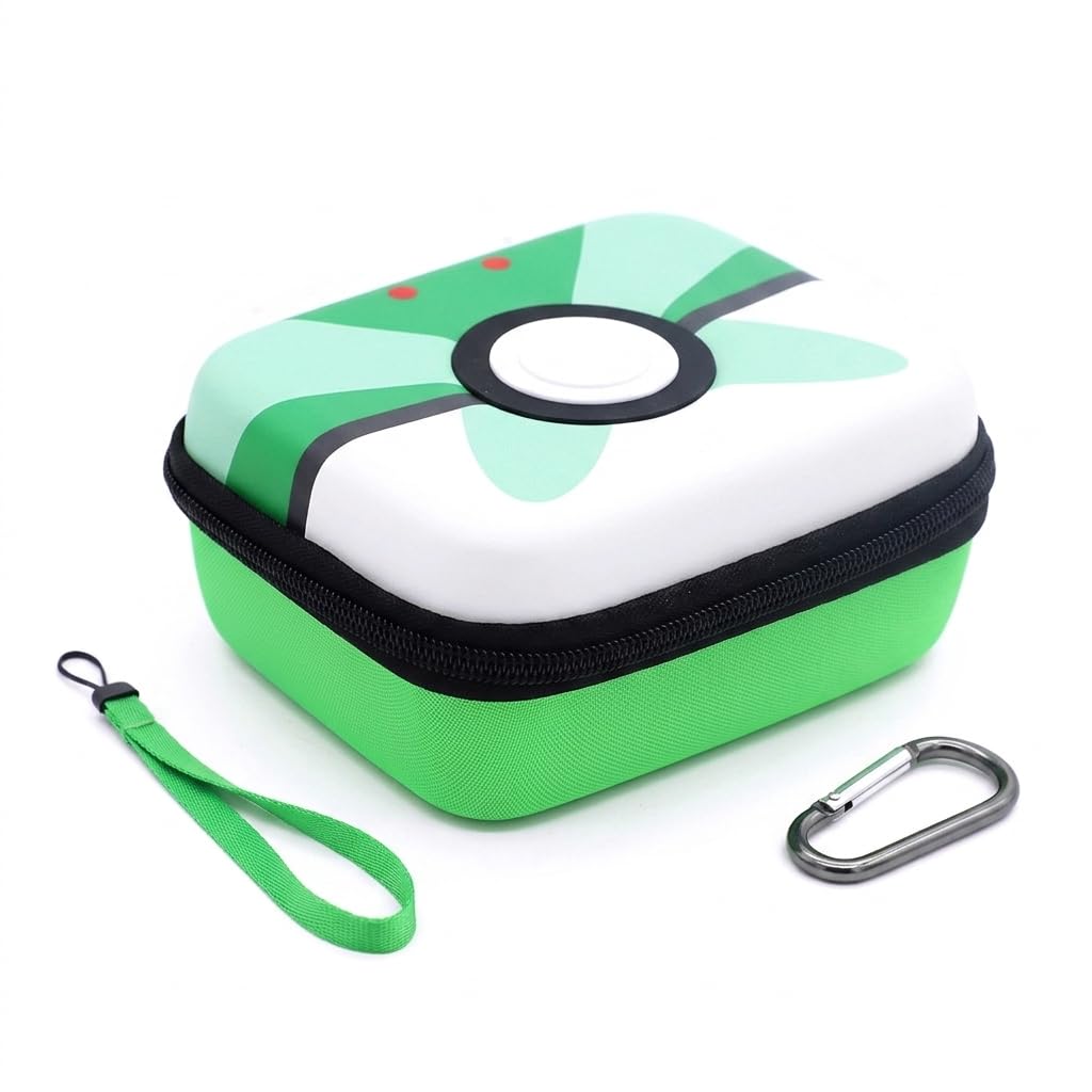 patpat® poke-mon trading cards holder organizer for 200 trading cards game cards eva hard case poke-mon cards collection bag poké ball game cards case gifts for kids boys girls, green