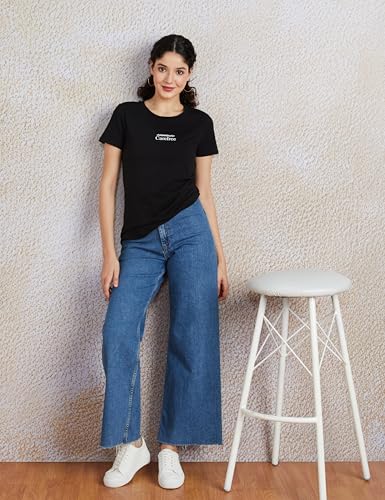 Image of Amazon Brand - Symbol Women Cotton Stretch Regular Fit Round Neck Half Sleeve T-Shirt (Available in Plus Sizes)