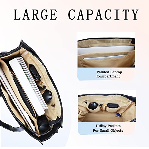 Lamyba Laptop Tote Bag Canvas Laptop Bag 15.6 Inch Work Shoulder Bags Casual Briefcase Handbag Beige #TOP2