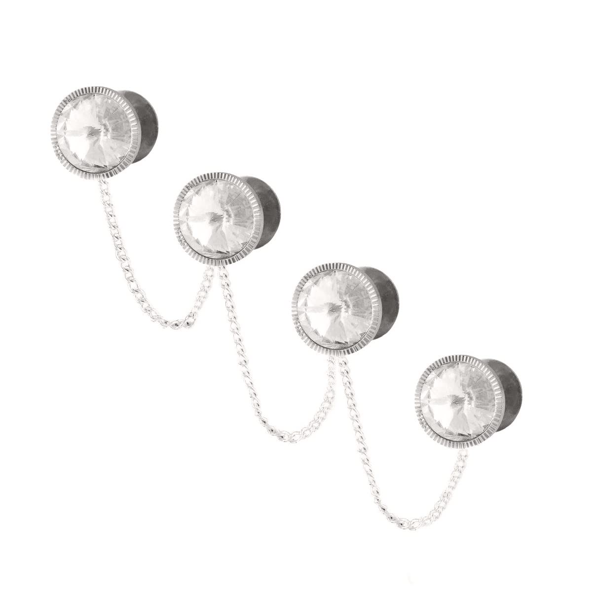 VAMA Fashions Silver Plated White Stone Kurta Buttons Cufflinks Studs with Chain for Men (B09GPM94MP) Amazon Price History, Amazon Price Tracker