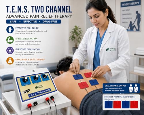 Image of Mini Tens 2 Channel Tens Machine for Physiotherapy Nerve Stimulator Physiotherapy Electrotherapy for Pain Relief
