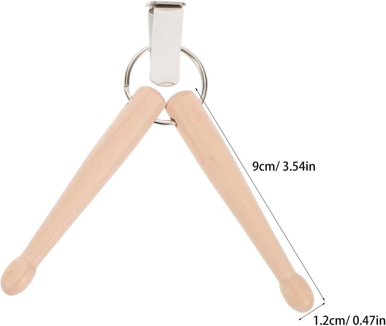 2pcs Mini Wood Drumstick Keychain Holder for Drummers image 2