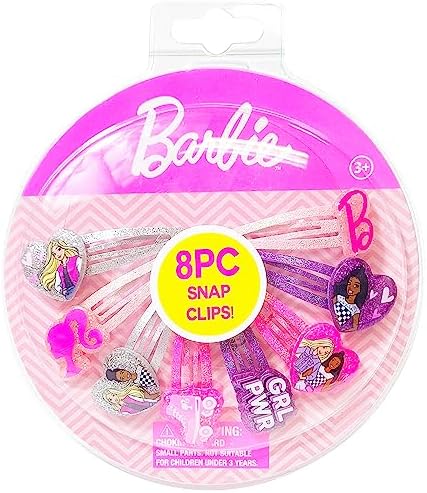 LUV HER Barbie Hair Clips for Girls Snap Clips 8 Pack Multi Color Ages 3+