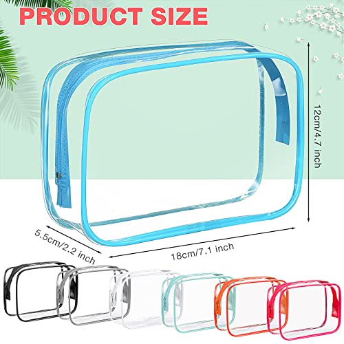 Reginary 16 Pack Clear Cosmetic Bag, Transparent Toiletry Bag Travel Pouch with Zipper Waterproof PVC Plastic Organizer Case for Women Men Traveling Vacation Organization Business Trip Home, 8 Colors2