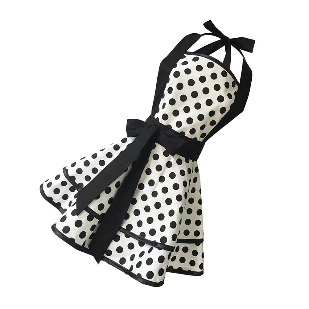 Delantal de Cocina Doble de Algodón Negro Estilo Vintage para Adultos