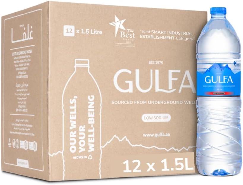 Gulfa 1.5L x 12 Natural Mineral Water – Low Sodium Bottled Drinking Water