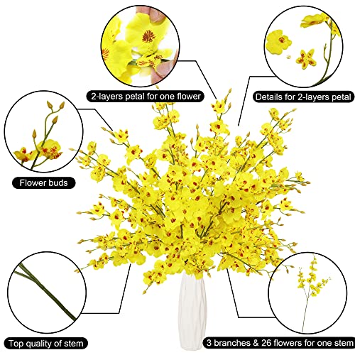 Congfuhepmui 10 Stems Orchids Artificial Flowers For Home Decoration Indoor, Faux Dancing Lady Orchid Fake Silk Orchids Yellow Flowers For Table Office Hotel Decor #TOP5