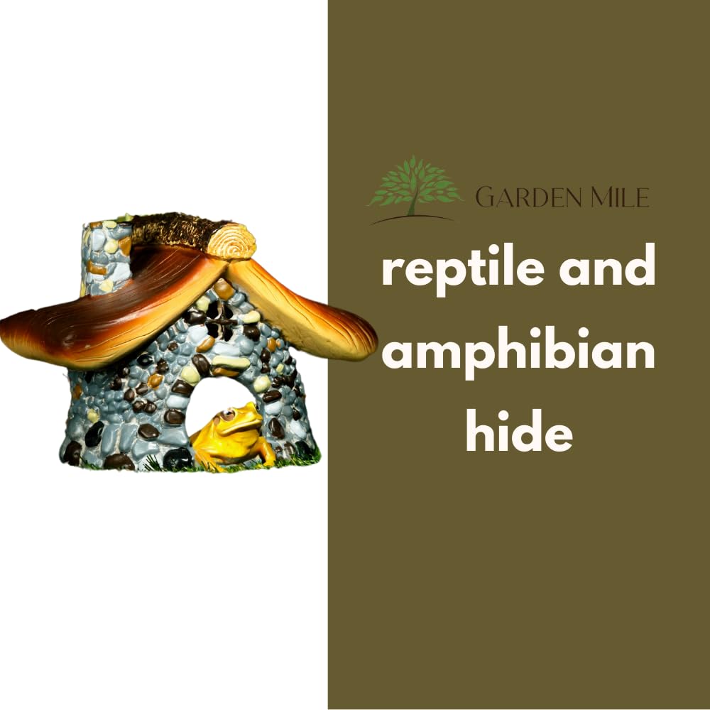 Garden Mile Casa de rana para estanque de jardín, accesorio de terrario de reptiles, escondites y cuevas de reptiles, casa de sapos, accesorios para reptiles, escondite de estanque grande, cueva