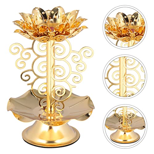 Healifty 2Pcs Tea Desktop Making Container Supplies Wedding Oil Inch Religious Faith Holder Light Buddha Buddhist Party Windproof Candlesticks Can Stand Votive Tealight Worship Candle #TOP5