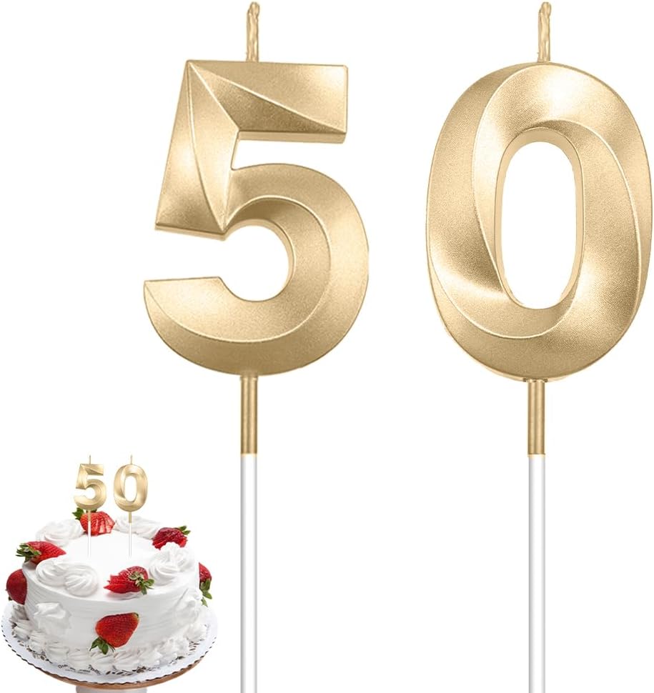 50th Birthday Candles Gold