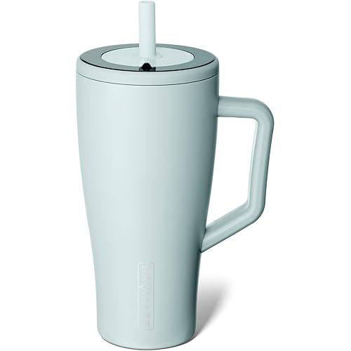 BrüMate Era 30 oz Tumbler with Handle and Straw | 100% Leakproof Insulated Water Bottle Tumbler with Lid and Flexible SoftSip Straw | Made of Stainless Steel | Cup Holder Friendly | 30oz (Blue Agave)