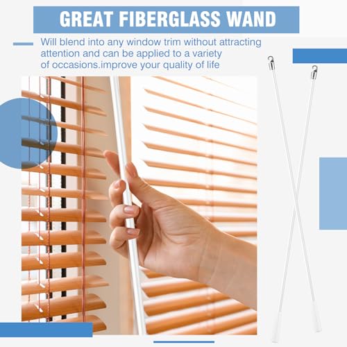 Bokon 4 Pcs Blinds Wand Replacement with Hook and Handle White Fiberglass Long Vertica Blind Wand for Windows Curtain Door Shades Opener Accessory (48 Inch)