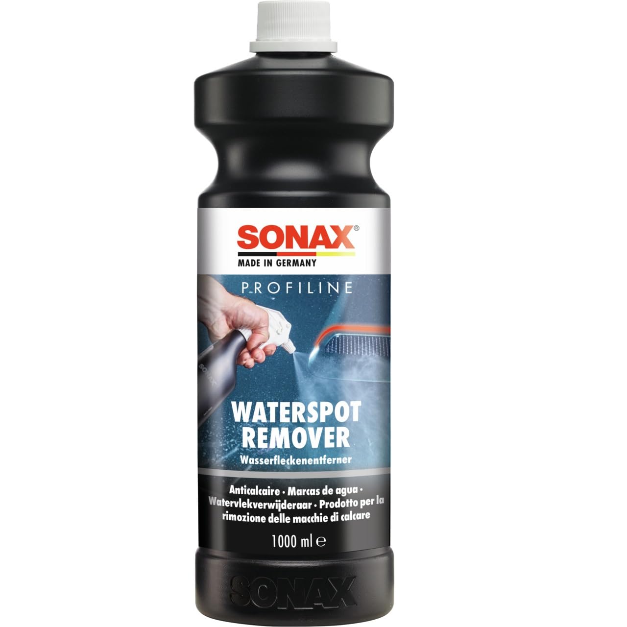 SONAX PROFILINE WaterspotRemover (1 L) rimuove dalla carrozzeria macchie di calcare e acqua su tutte le superfici esterne del veicolo | Art. 02753000