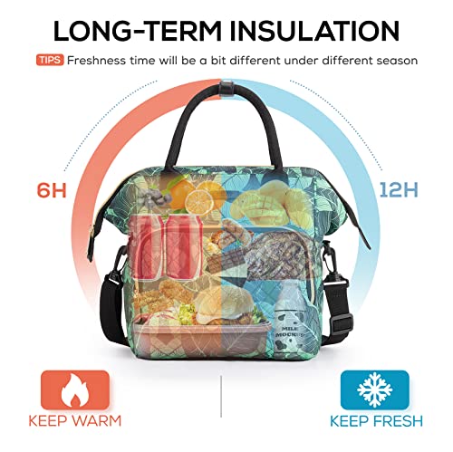Tourit Lunch Bag Women Large Insulated Lunch Bag Portable Cooler Lunch Box Lunch Tote Bag For Women Men Work, Picnic, Green Floral #TOP2