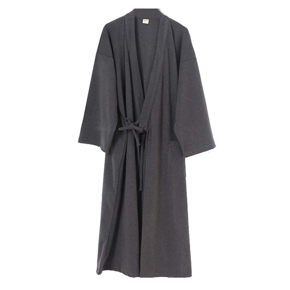 Men's Japanese Kimono Velvet Robe Plus Size Zen Clothing Taoist Clothing (Size XL, Gray)