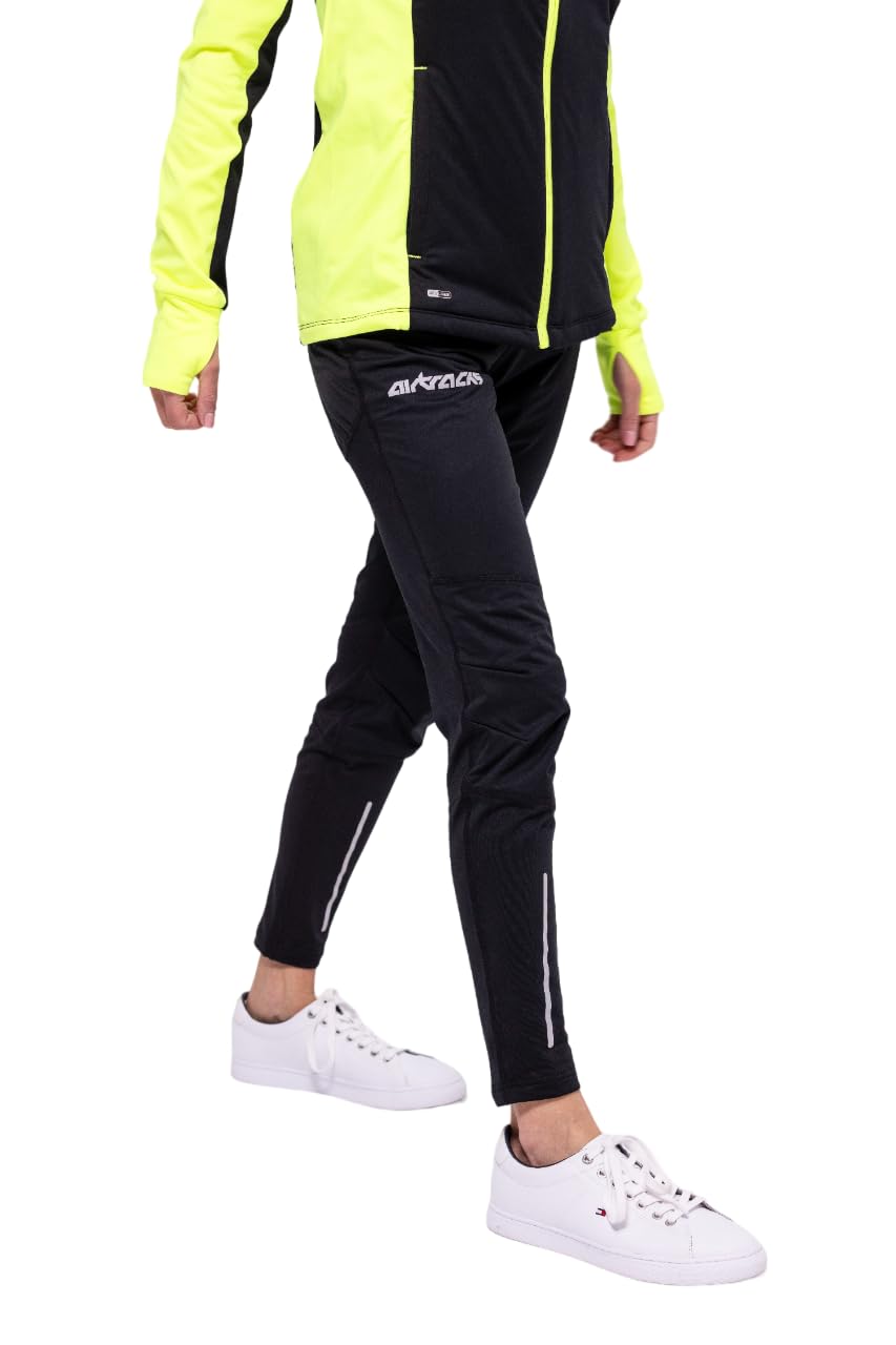Airtracks Damen Winter Funktions Laufhose Lang Pro Line - Thermo Running Tight - Lauftight - Warm - Atmungsaktiv - Reflektoren