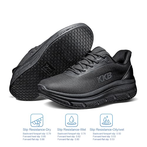 Image of Men's Non Slip Work Shoes Waterproof Easy Slip Sneakers for Kitchen Restaurant Chefs Nurses with Arch Fit Support Orthopedic