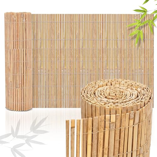 Natural Garden Screening - Outdoor Privacy Slat Bamboo Fence Screening - Suitable Choice for Bamboo Screening Provide an Instant Solution for Wind and Sun Protection Garden Privacy Screen (1m x 4m)