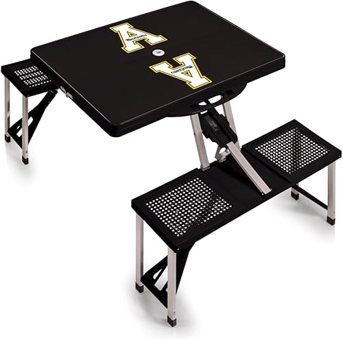 Vista 132 de PICNIC TIME NCAA North Carolina Tar Heels Folding Picnic Table - Camping Table - Outdoor Table with Umbrella Hole Negro