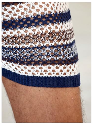 SHENHE Men's Crochet Beach Shorts Bathing Suits Hollow Out Summer Swimwear Knit Trunks3