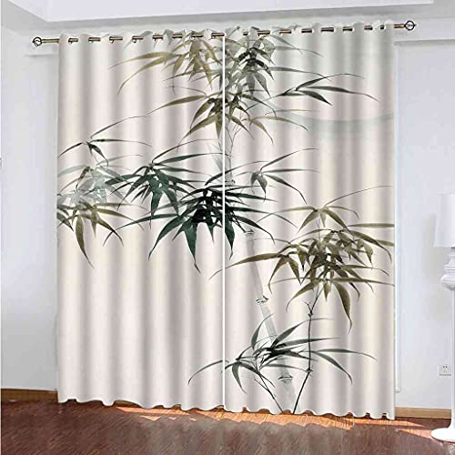 Rideau occultant isolant phonique 200x160 imprimé vert oeillets - 2