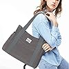 HAWEE Canvas Damen Handtasche Shopper Tote Bag Große Schultertasche mit Reißverschluss Umhängetasche RetroTragetasche Leichte Henkeltasche für Reisen Arbeit Schule Einkaufen Strand Alltag, Grau #5