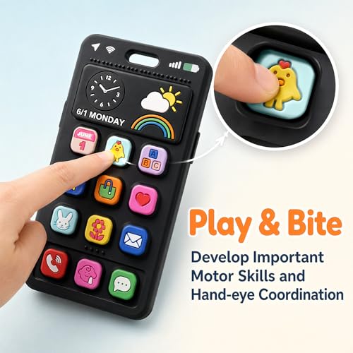 Image of Baby Silicone Remote and Phone Teether, 2pack Teething Toy for Baby 3 6 12 18 Months, Baby's Chew Toys, Food Grade Silicone Teething Toys for Infants, BPA Free, for Babies Gum Relief