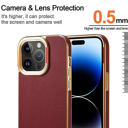 Coque iPhone 15 Pro design classique cuir pour le bureau et voyage
