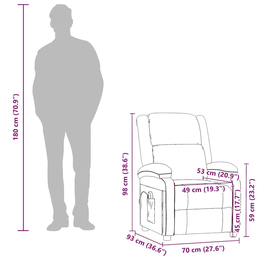 vidaXL Sillón de Masaje de Cuero sintético Negro