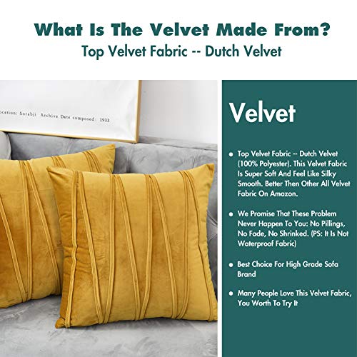 Nianer Decorative Plush Velvet Throw Pillow Covers Sofa Accent Couch Pillows Set Of 2 For Bed Living Room Square Pillow Cases 18X18 Gold #TOP2