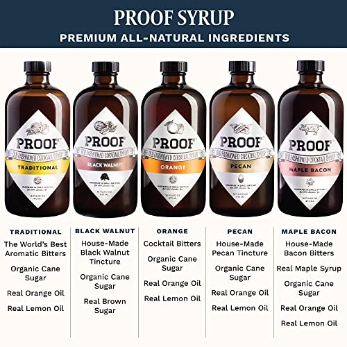 Proof Syrup Old Fashioned Cocktail Mixer Set W/5 Flavors (4Oz Bottles) | Makes 8 Cocktails Per Bottle | All-Natural Hand-Crafted Old Fashioned Syrup W/Real Bitters & Organic Sugar | Just Add Whiskey #TOP6
