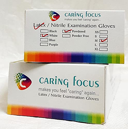CARING FOCUS LATEX EXAMINATION GLOVES, DISPOSABLE POWDRED - 100 PCS. BOX. (B0963XV532) Amazon Price History, Amazon Price Tracker
