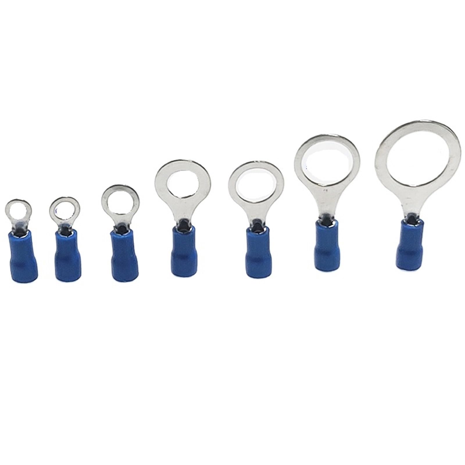 Baynopurin Blue Round Insulated Crimp Terminals 50Pcs 0.5 1.5Mm² Awg22 16 Rv1.25 3 4 6 Insulated Tubular Eyelet Ring Cable Lug Crimp Terminal(,Rv1.25-3)