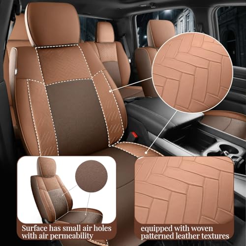 Image of Red Rain Leather Seat Cover Custom Fit Dodge Ram 1500 2011-2018 Crew Cab