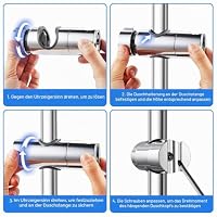 Joyoldelf Universal Handbrause Halterung, verstellbar Duschhalterung, 360° drehbar Brausehalter für Slide Bar 19-25 mm Außen Durchmesser, ABS Grade Kunststoff, Verchromt – Ansicht 4