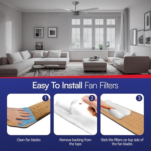Image of BioStrike Ceiling Fan Air Filters for Blades - Dust & Allergen Catcher - Peel & Stick, Universal Fit - Fan Blade Filter Air Purifier Pads - Made in USA - 1 Pack (Includes 2 Filters)