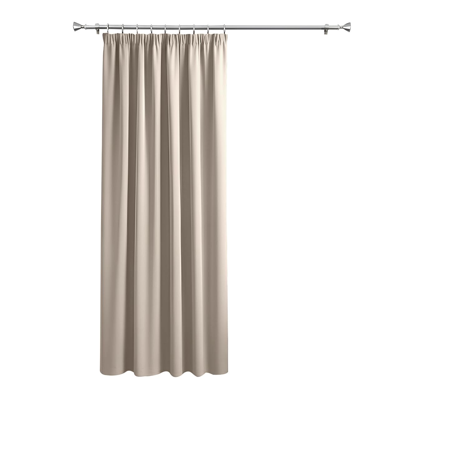 Imperial Rooms Blackout Pencil Pleat Curtains for Bedroom 66 x 84 Drop Inch Cream Curtains Thermal Insulated Door Curtain, 1 Panel with 1 Tieback