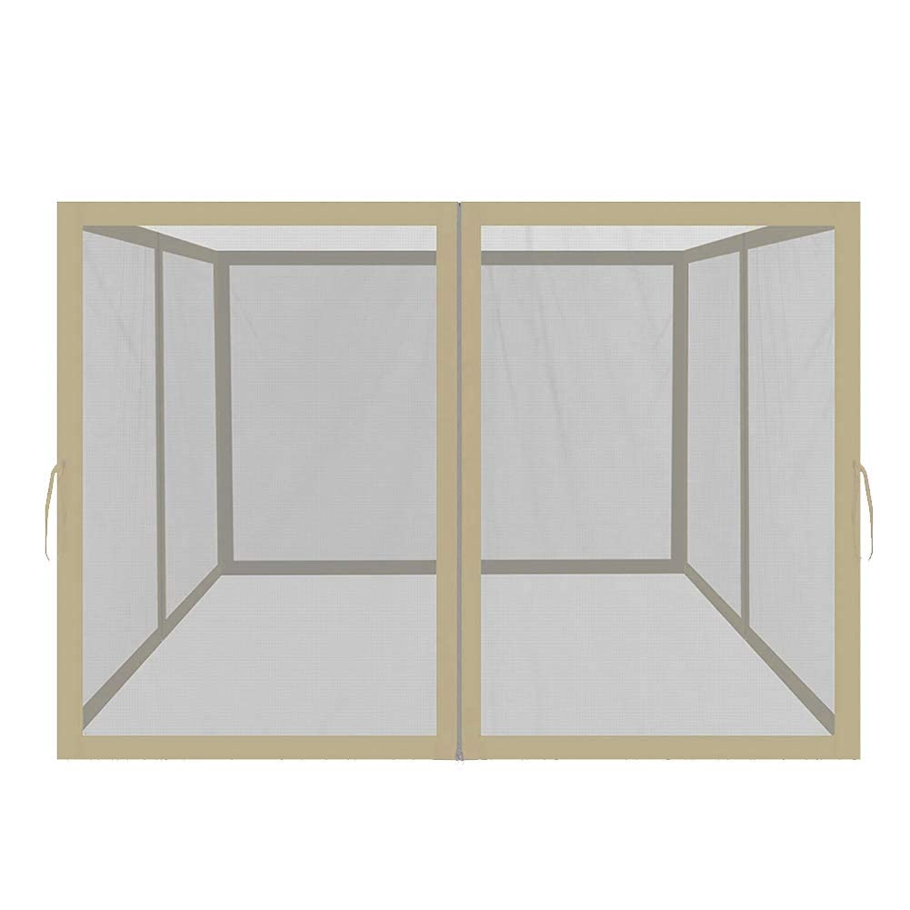 EasyLee 10x12 Universal Gazebo Replacement Mosquito Netting, 4-Panel Netting Walls for Patio with Zippers (Beige)