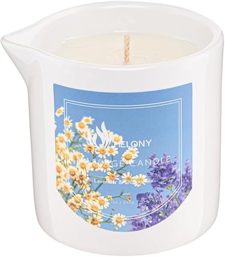 MELONY Vela de aceite de masaje, aceite de masaje hidratante y vela de loción, 8.1 onzas, regalo lujoso para hombres o mujeres (lavanda y manzanilla)