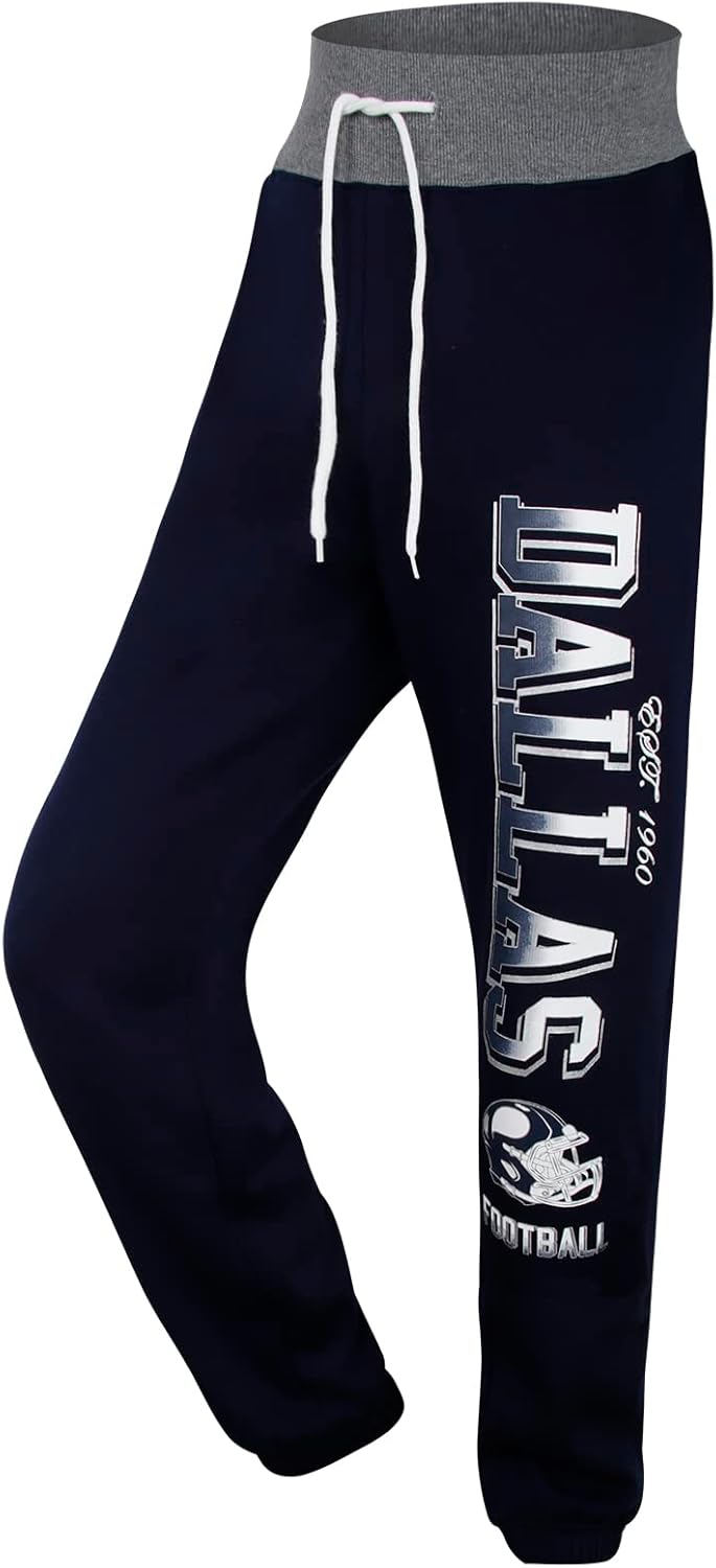 Womens City Classic Fleece Lounge Sweatpants Jogger Pants - Navy & Grey - Image 2