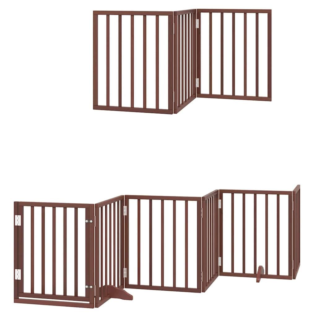 vidaXL Puerta de Perros Plegable 12 Paneles Madera álamo marrón 600 cm