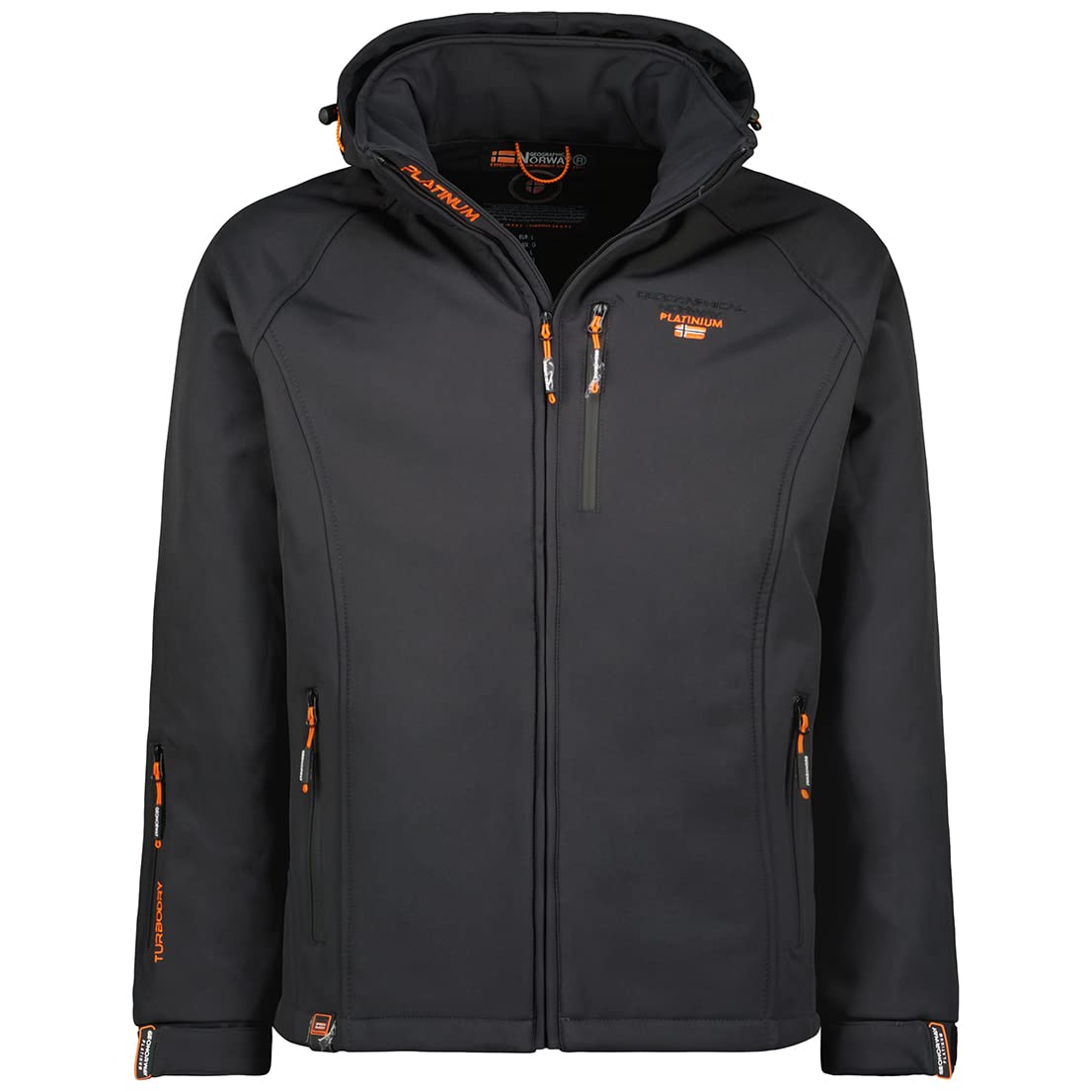 Geographical Norway Men's Grey Taboo - Waterproof Softshell Hooded Jacket - Comfortable Outdoor Jacket Tactical Windbreaker - Hiking Skiing Autumn Winter Spring (Dark Xl)
