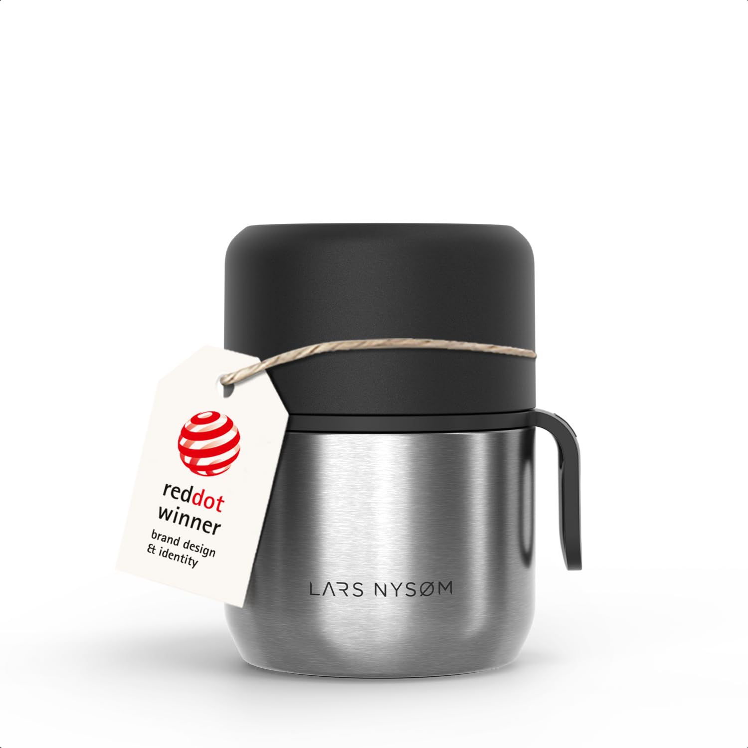 LARS NYSØM Stainless Steel Vacuum Insulated Food Jar - Leakproof Lunch Pot & Lunch Jar for Hot and Cold Food, Wide Mouth Food Jar, Portable Soup Container for Work & Travel (Stainless Steel, 350ml)