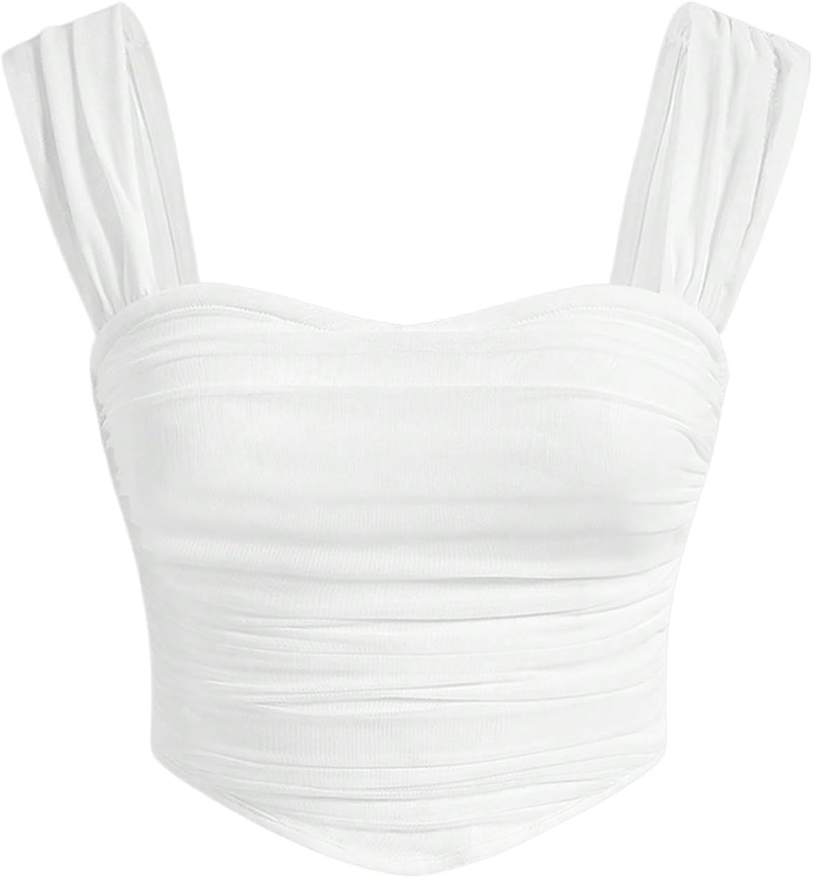 SOLY HUX Girl's Summer Ruched Sleeveless Crop Tops Sweetheart Neck Cute Tank Shirts