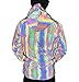 LZLRUN Rainbow Reflective Coat Hooded Windbreaker Fashion Holographic Runing Pocket Jacket High Visibility (XXL)