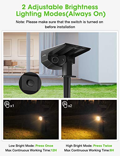 LITOM 12 LEDs Classic Solar IP67 Waterproof Outdoor Security Wall Lighting 2 Modes Wireless Landscaping Spotlights for Yard Garden Driveway Porch Walkway Pool Patio 6 Pack Warm White
