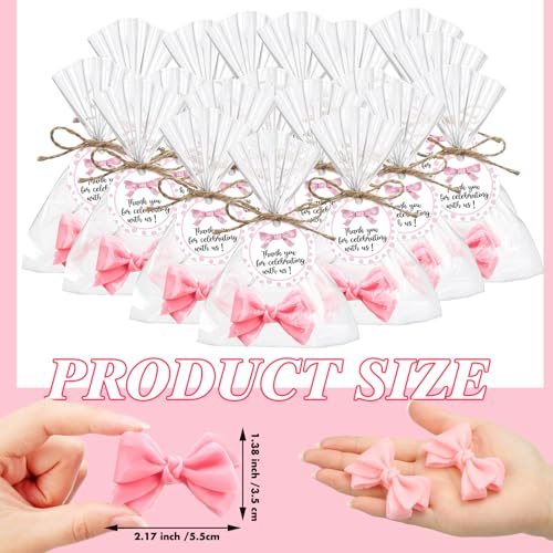 demissle 40 sets coquette bow baby shower favors soap party favors for guests return gifts bulk cute soaps with bags twines thanks tags for birthday party decorations girl gender revealpink