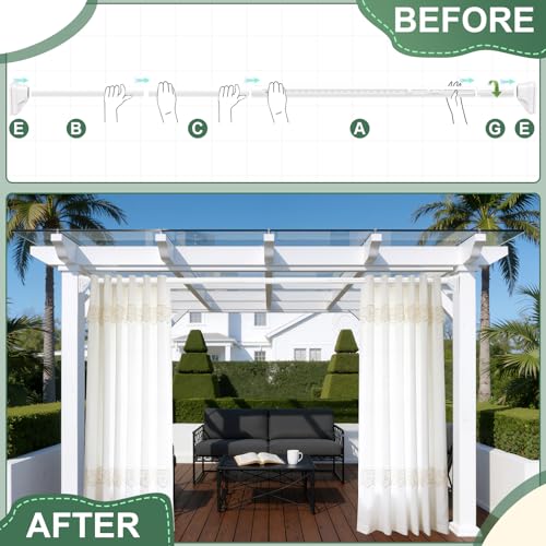 Image of YNL Tension Curtain Rod No Drilling, 41-122 Inch Long Heavy Duty Shower Curtain Rod, One-Click Adjustable Tension Rods for Bathroom /Patio /Window, Outdoor Rods, Renter Friendly, Non-Slip, White