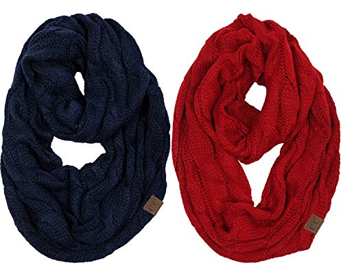 Funky Junque Scarf 2-Pack Bundle: Solid - Navy, Red