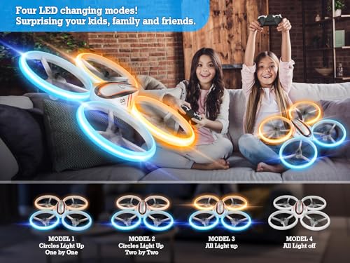 Image of Q9s Drones for Kids,Cool RC Drone with Altitude Hold and Headless Mode,Hobby Quadcopter with Blue&Orange Light,2 Batteries and Remote Control,Birthday and Xmas Gifts Toys for Boys and Girls,Orange